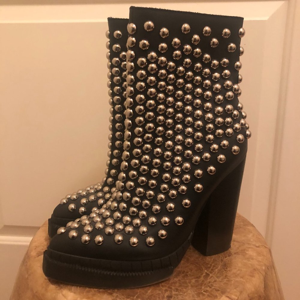 Jeffrey Campbell Black Leather Studded Boots